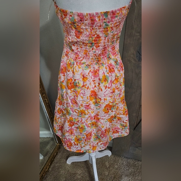 LE LIS Strapless Cut Out Floral Mini Dress In Pink/orange. Size Medium - Picture 10 of 14